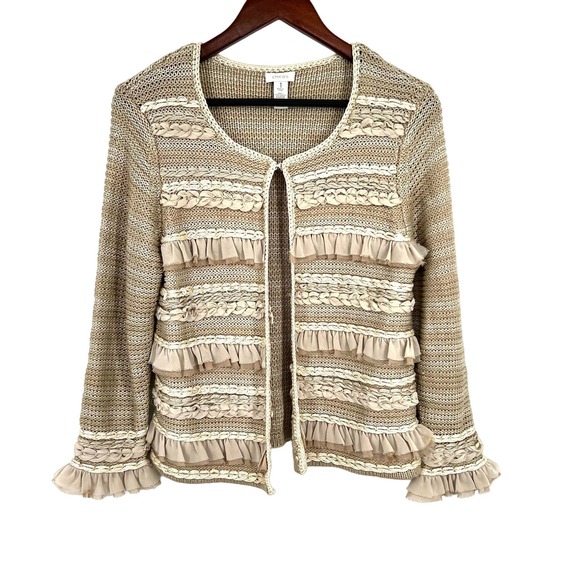 Chico's Sweaters - Chico's Textured Cardigan in Beige and Cream